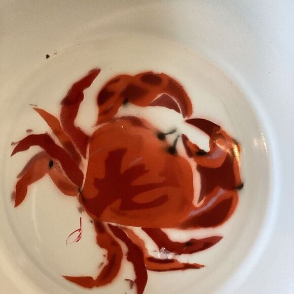 Large Crab Enamelware Bowl Pink White - Picture 8 of 8